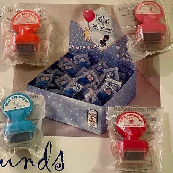 1996 Classic Winnie the Pooh Roll Around Self  Inking Roller Stamp Piglet New - Picture 4 of 12